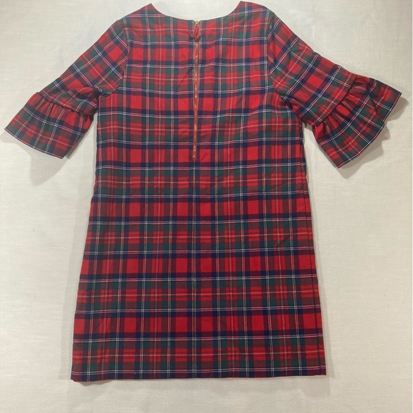 Vineyard Vines Merry Plaid Greenwich Flutter Sleeve Shift Dress - Size 12 - Picture 8 of 15